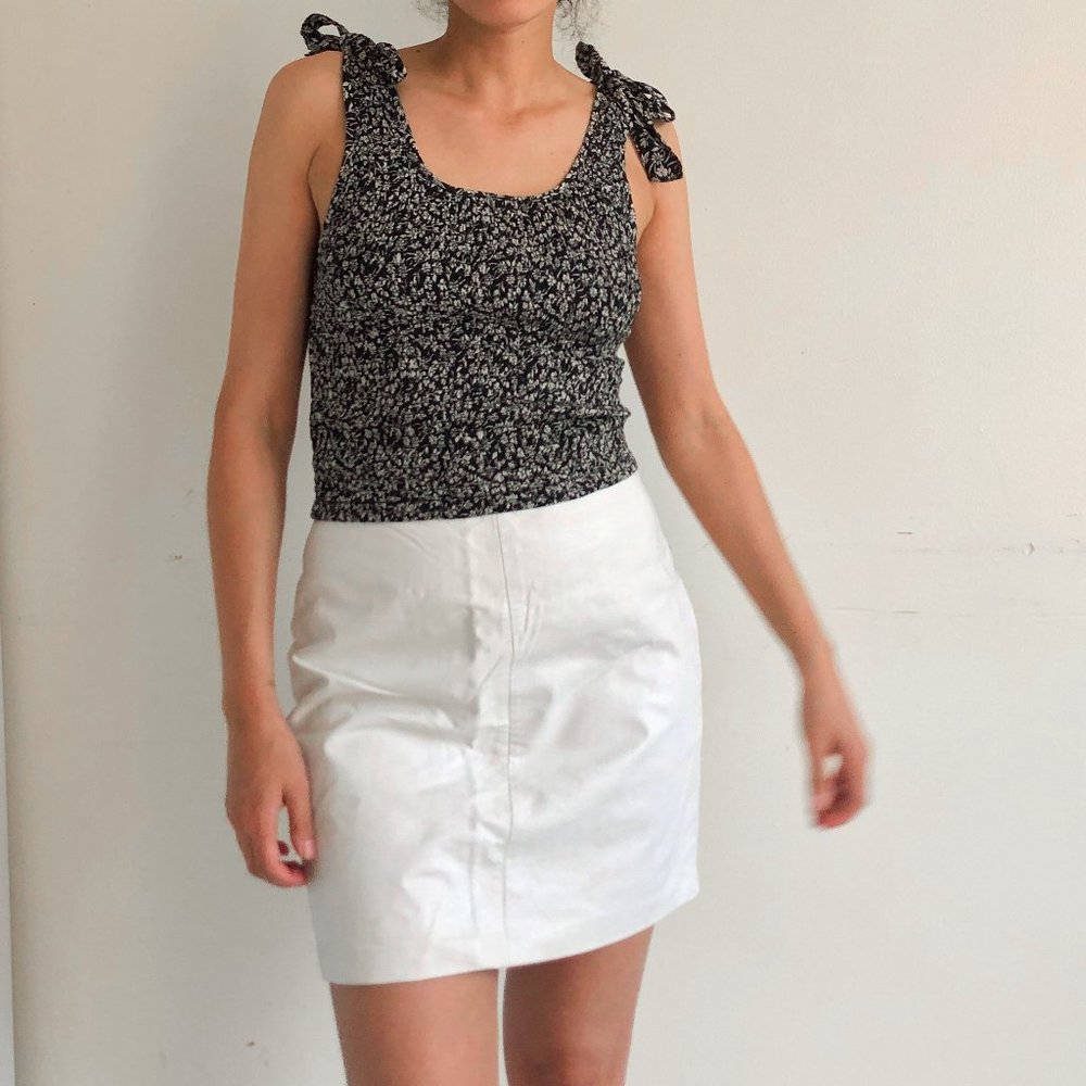 NWT black floral smocked top